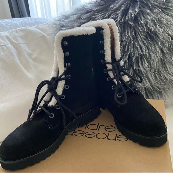 Andre Assous Water resist Suede Prisca Boots Black - Picture 6 of 13